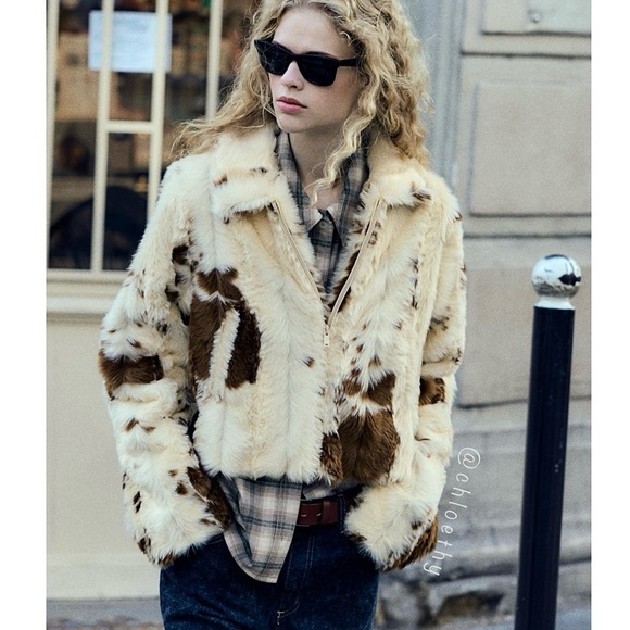 Zara FAUX FUR ANIMAL PRINT JACKET